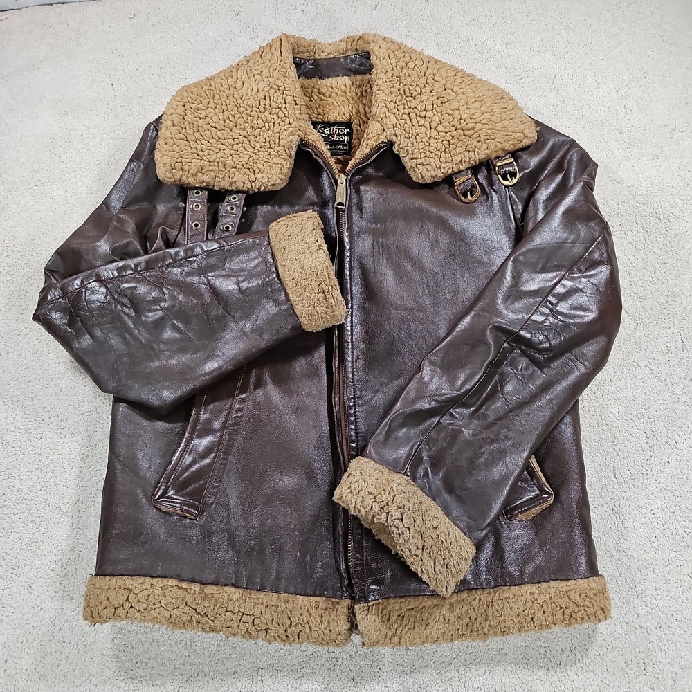 Vintage Sears Leather Bomber Jacket Aviator Leon Re4 Motorcycle Glove B-3 Sm-Md